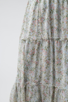 womens light blue floral a line layered skirt